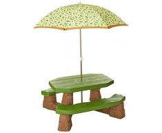 Step2-Table de Pique-Nique avec Parapluie, 787700, Marron et Vert, 109 x 104 x 52 cm