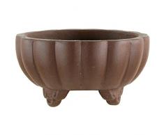 Pot à bonsaï 7x7x3.8cm travail manuel brun rond en grès