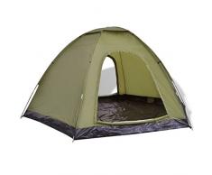 vidaXL Tente pour 6 Personnes Vert Tente de Camping Couche Imperméable Portable