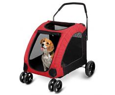 amzdeal Poussette Voyage pour Chien Pliable - avec 4 Roues en EVA, Chariot Animaux Solide et Respirant Charge à 60 Kg pour Chiens Chats et Animaux de Campagnie