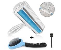 YOU Brosse Anti Poils Animaux Chat & Chien,Brosse à Poils danimaux Domestique,Épilateur,Brosse de Nettoyage Magique Réutilisable pour Chien, Chat,Coussin,Canapé,Voiture,Lit(Bleu)
