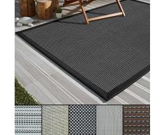 Tapis Extérieur Terasse - avec Bordure | Idéal pour Balcon, Jardin | Résistant aux Intempéries et Antidérapant | Plusieurs Tailles et Couleurs (Lucca, 70x130 cm)