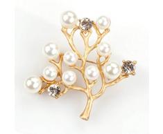 DJDG Broche Broche en Alliage d'arbre Fruitier Perle Argent Mat
