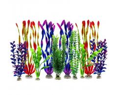 Grandes plantes aquatiques artificielles en plastique - décorations pour aquarium - couleurs assorties
