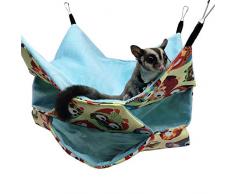 LeerKing Petit Animaux Hamac Rat Hamster Lit Suspendu 3 Couches Hamac Maison pour Furet Chinchillas Totoro Guinée Pig Play Rest, Hibou, 30 * 30 cm
