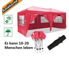 Oppikle Tonnelle Pliante imperméable 3x3m/3x6m Tonnelle de Jardin Gazebo Pliable Pavillon de Jardin Tente de Reception pour Jardin fête, Protection UV (3x6m, Rouge)