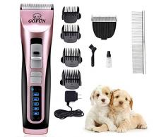 GOFUN 3 Vitesses Tondeuse Chien Chat Kit Tondeuse Animaux Electrique sans Fil Rechargeable Rasoir Toilettage Clippers Animaux Professionnelles pour Chiens Chats (Or Rose A)