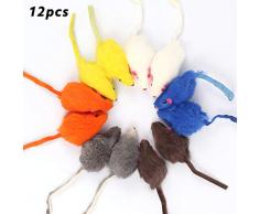 Bluelves Jouet Chat, 12 Pièces Souris Chat Jouet en Arc en, Souris en Peluche Jouet Herbe à Chat pour Chat avec Cloche, Jouet Chat Interactif Animaux Domestiques Toys pour Chat Chaton