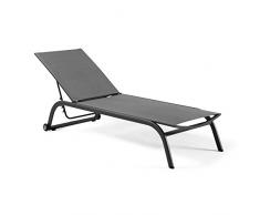 Gecko Jardin Bain de Soleil alu Anthracite et textilène Gris Bahamas