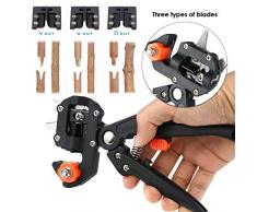 Peedeu Outil de greffage de jardin Ciseaux à élager, Snip Cutting Kit avec ruban de découpe remplaçable V/U/Ω, Lames en acier carbone robuste Poignée confortable pour arbre fruitier