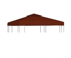 vidaXL Toile Supérieure Double de Belvédère Toit de Chapiteau Gazebo Jardin Terrasse Extérieur Protection Contre Le Soleil 310 g/m² 3x3 m Terre Cuite