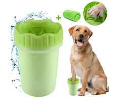 Nettoyeur Patte Chien, Portable Nettoyage de Pattes de Chien Avec Serviette Lave Patte Chien Brosse De Nettoyeur De Patte Pour Animal IdéAl pour Les Chiens Actifs 10 * 8.5 * 15CM