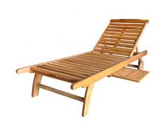 Bain de soleil/transat en bois balau - pour patio et jardin