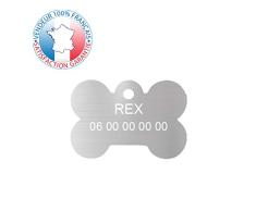 GRAVURE CONCEPT Médaille pour Chien | Médaille gravée Personnalisable | 1 à 3 Lignes (Argent, Os)