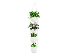 Ulikey Pot de Fleurs à Suspendre Macramé et 4 Céramique Pots Jardinière Suspendue Vase, Pot de Fleur Suspendu Céramique Décoration pour Murale