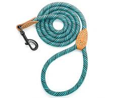 Mile High Life Laisse en corde descalade pour chien, avec poignée en cuir et fermoir robuste en métal, 1,2 m/1,5 m/1,8 m