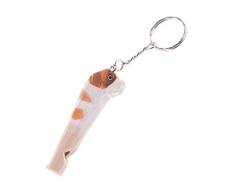 P Prettyia Porte-clés Sifflet Animaux Sculptés en Bois Esthétique Accessoire de Voiture Sacs - Chien 7x2.5cm