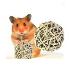 Lembeauty Chewing jouet pour petits animaux Herbe naturelle Boule de nettoyage des dents meulage Jouets pour chats, lapins et petits rongeurs