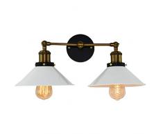 LTLCBB Applique Murale Rétro Applique Murale Cache Pot De Fer Applique Détude De Balcon Descalier De Couloir Applique Country Noire Et Blanche Country Américain E27 LED Lumière,Blanc