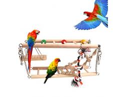 Makerfire Jouet Perroquet Jouet à mâcher Oiseau Pont tournant en Bois Ladder Grimpez Perroquets Perruches Pont
