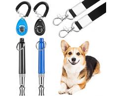 2 Ensembles de Kits d’Entrainement de Chien Sifflet de Chien à Arrêter dAboyer avec Cordon Entraîneur de Chien Clicker avec Dragonne Sifflet de Contrôle des Aboiements du Chien Silencieux pour Chiens