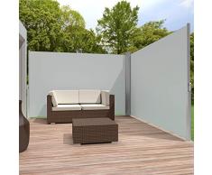 TecTake Store latéral Double Brise-Vue abri Soleil rétractable logement et Soutien Post entièrement en Aluminium - diverses Couleurs et Tailles au Choix - (Gris | 160x600cm | no. 402331)