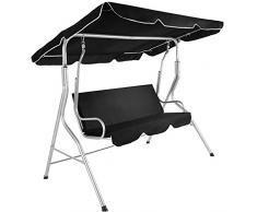 TecTake Balancelle de jardin banc balançoire exterieur Hollywood 3 personnes terrasse balcon - diverses couleurs au choix - (Noir | no. 402575)