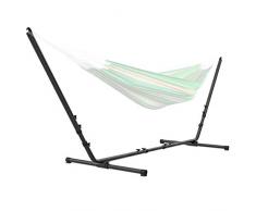Todeco - Support pour Hamac de Jardin Camping, Armature en Acier pour Hamac - Accessoires: Hamac Non Inclus - Dimensions: 296-380 x 107-132 x 100 cm - avec Sac de Transport