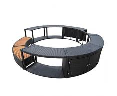 Panana Spa Jacuzzi 2-6 Personnes - Contour de Spa Rond Résine Tressée Spa de Jardin, Extérieur (Noir)