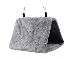 TOPINCN Pivoine Perroquet Hamac Nid Doiseau Chaud Doux Hamac en Peluche Suspendu Cage Tente pour Oiseaux Perroquet Hiver Chaud Lit Pet Jouet Poche Coton Lit(M- Gris)