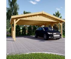 Chaletdejardin.fr Carport Classic en Bois Double pour Deux Voitures, superficie de 36m²(600x600)