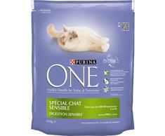 Purina One Spécial Chat Sensible - à la Dinde et au Riz - 4,5Kg - Croquettes pour Chat Adulte lot de 10 x 450g