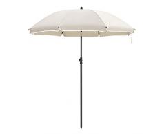 SONGMICS Parasol Droit, Ø 160 cm, UV 50+, Nervures en Fibre de Verre, Toile Polyester, Inclinable, Sac de Transport, Terrasse, Jardin, Balcon, Plage, Beige GPU60WTV1