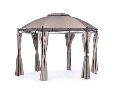 ArredinItaly Tonnelle ronde de 3,5 m de diamètre avec toiles latérales, anthracite et taupe