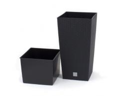 Terra Vase Rato en Plastique avec Insert, Gris, 60 cm