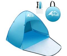 Bfull Tente de plage, coquille de plage automatique extra légère avec une porte et protection UV, tente de plage portative familiale en bleu, tente portative extérieure