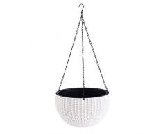 HELLOO HOME Panier À Suspendre en Rotin, Pot De Fleurs Mural Exterieur Intérieur Macramé Pots Jardinière Pot De Fleurs A Accrocher Plantes Pots Suspendus Décorations, avec Liner Jardin Pot Suspendu