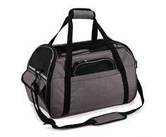Sac de Transport pour Chat Chien Sac Portable Respirant pour Petits Animaux Transporteur Souple Léger pour Voyage en Voiture Train Avion (M-43x23x29cm, Gris)