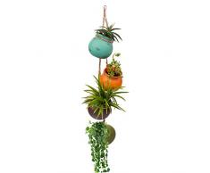 BELLE VOUS Mini Pot Suspendu (4 Pièces) - Pots de Fleurs en Céramique Multicolores à Suspendre - Mini Jardinières Succulentes avec Corde en Jute - Décoration Intérieure ou Extérieure