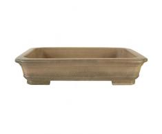 Pot à bonsaï 40x32x8.5cm antique gris rectangulaire en grès