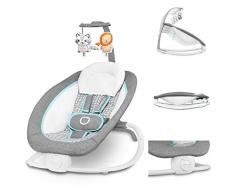 Lionelo Pascal transat bebe vibrations délicates 12 mélodies intégrées avec réglage du volume réglage du dossier barre à jouets interactifs pliage jusqu’à la taille compacte, Gris