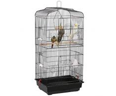 Yaheetech Cage Oiseaux Volière en Métal pour Oiseau Perroquet Perruche Conure Canaries Noir 46 x 36 x 92 cm