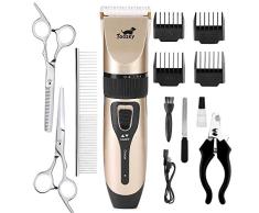 Toozey Tondeuse Chien Chat pour Poil Longs/Epais/Courts/Bouclés - Kit Tondeuse de Toilettage Silencieux sans Fil Rechargeable pour Tous Les Animaux, E-Book