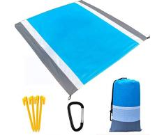 zedela Tapis de Plage Bâche, Anti Sable Imperméable 210 x 200 cm, Pliable Portable Couverture de Pique-Nique avec 4 Piquets, pour Jardin,Plage,Camping,Pique-Nique,Voyage