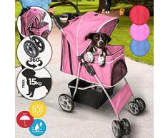 Leopet Poussette pour Chien | Pliable, avec 4 Roues, Panier de Rangement et Filet de Sécurité, Charge Max. 15 kg, Couleurs au Choix | Pet Stroller, Chariot pour Chien, Chat (Rose)