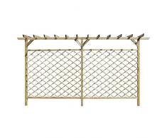 vidaXL Bois Clôture à Lattes de Jardin avec Pergola Plantes Grimpantes Plantes