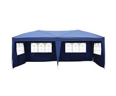 Homcom Tonnelle Tente de Reception Pliante pavillon chapiteau Barnum 3 x 6 m Bleu cotes demontables