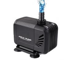 MVPOWER 40W 3000L/H 220V 50Hz Brushless Moteur Pompe Submersible à Eau Pompe pour Aquarium Poisson Fontaine Hauteur Libre 2.8m et 3 Buse 19mm-22mm-25mm, Câble 2.3m