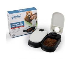 PAWISE Distributeur automatique de nourriture pour animaux domestiques pour chats et chiens (2 repas 1)