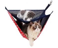 Double Hamac pour Chat, Pet Hamac Cage Suspendu Lit pour Chat Hamac Lit pour Animal Domestique Chat Hamster Lapin Furet Rat Guinée Porc Écureuil Petit Animal Tenir Jusquà 15 KG